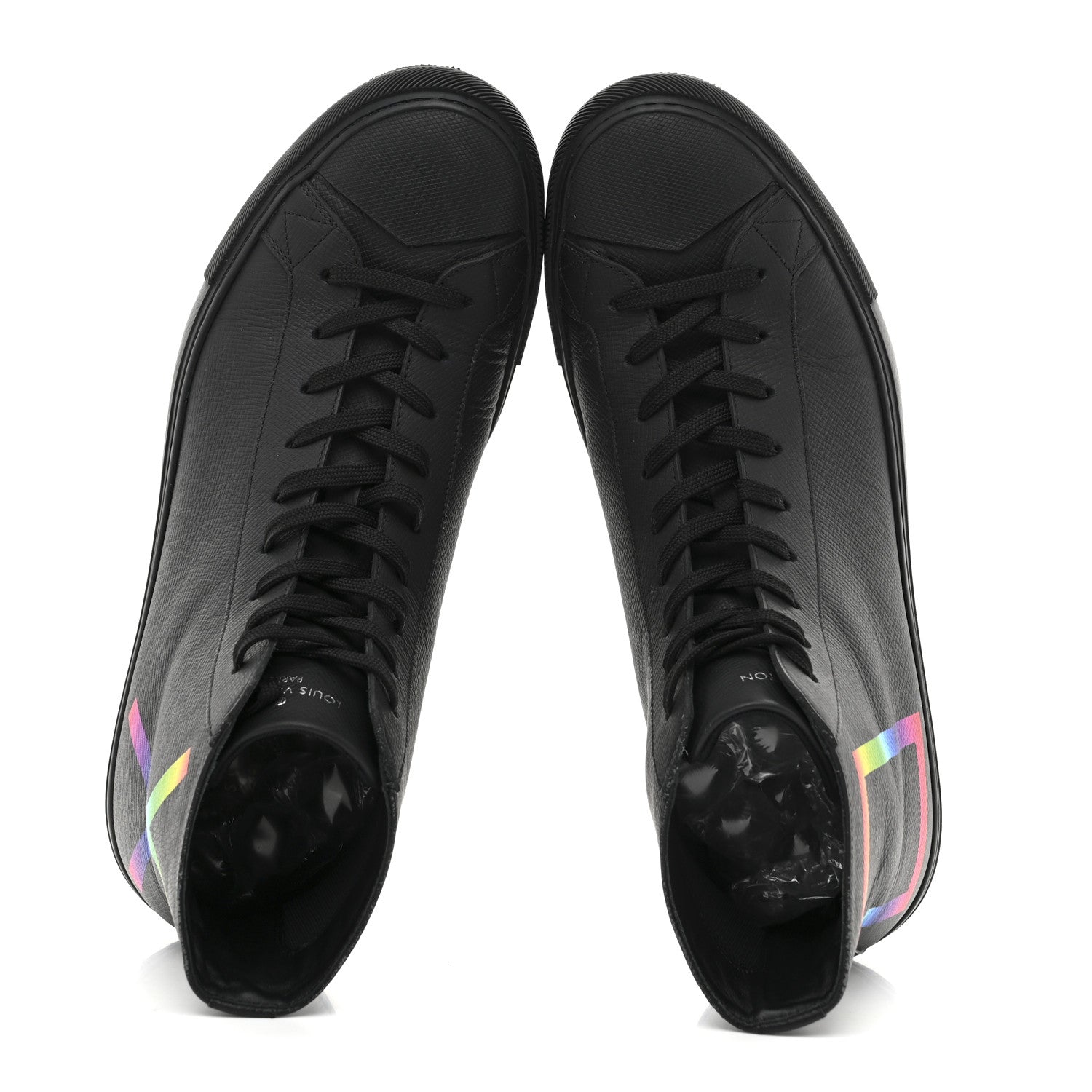 Louis Vuitton Calfskin Mens LV Tattoo Sneaker Boots 8.5 Black 2 of 11