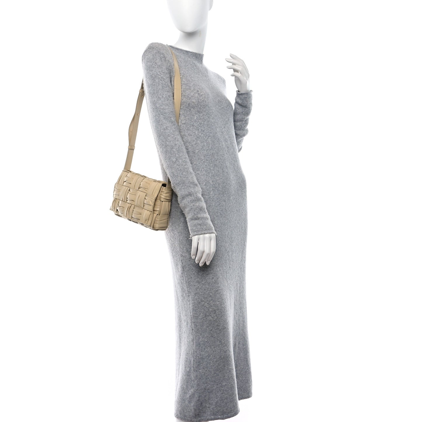 Calfskin Intreccio Plisse Cassette Crossbody Bag Porridge