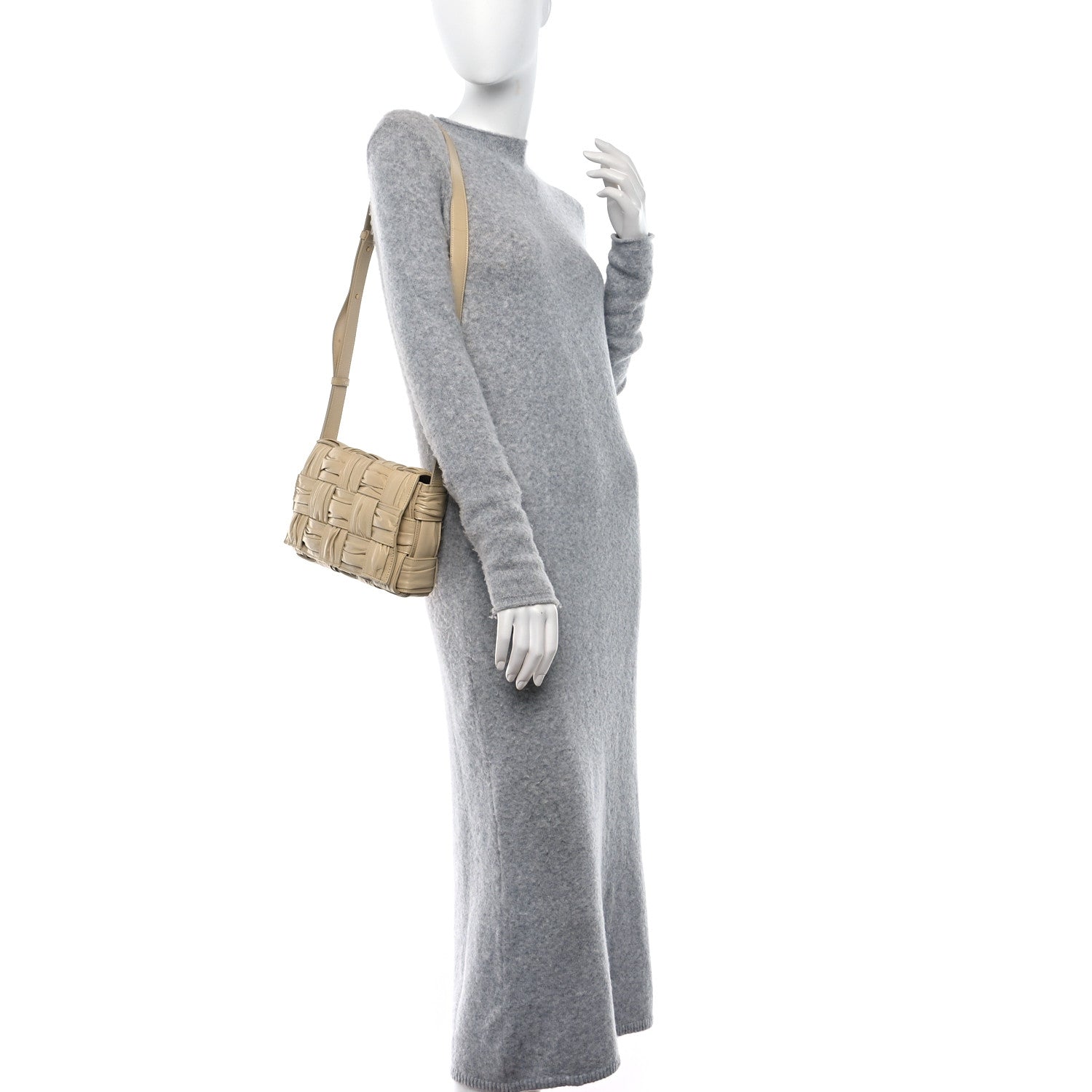Bottega Veneta Calfskin Intreccio Plisse Cassette Crossbody Bag Porridge 2 of 8