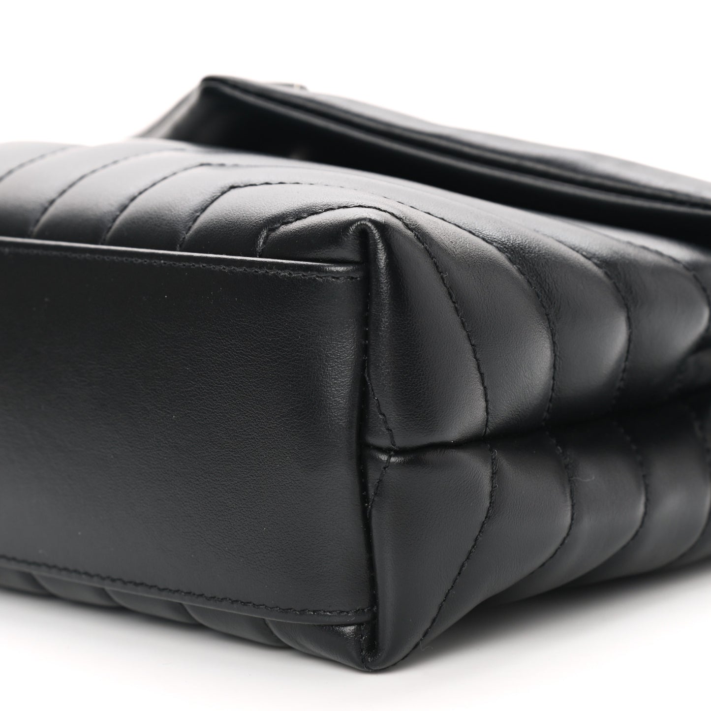 Calfskin Y Quilted Monogram Small Loulou Chain Satchel Black