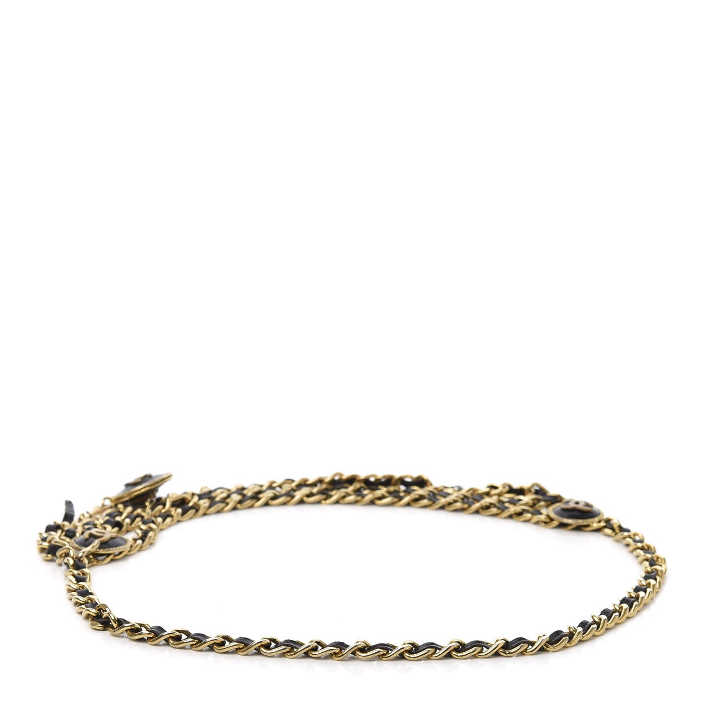 Lambskin CC Chain Belt Black Gold
