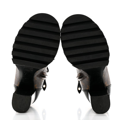 Louis Vuitton Patent Calfskin Monogram Star Trail Ankle Boots 37.5 Black 5 of 8