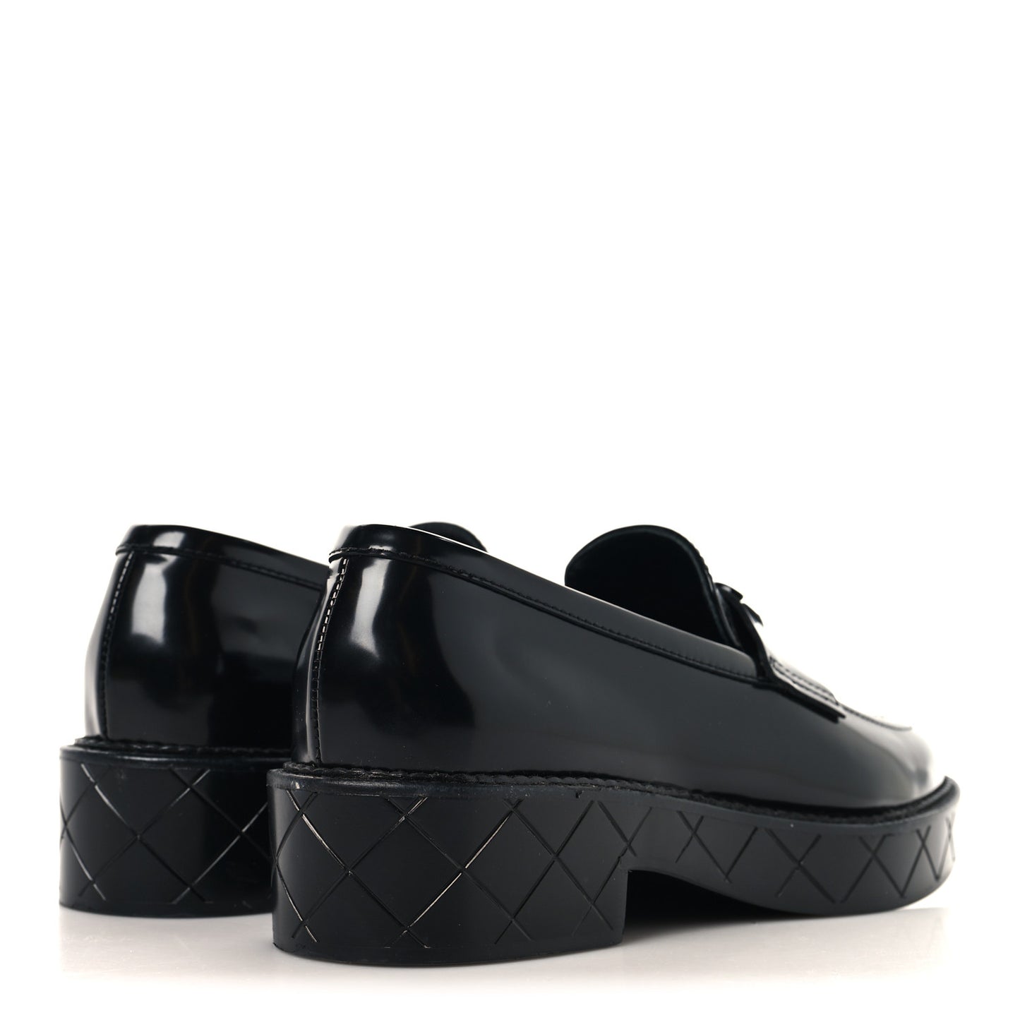 Shiny Calfskin Quilted CC Mocassin Loafers 37 Black