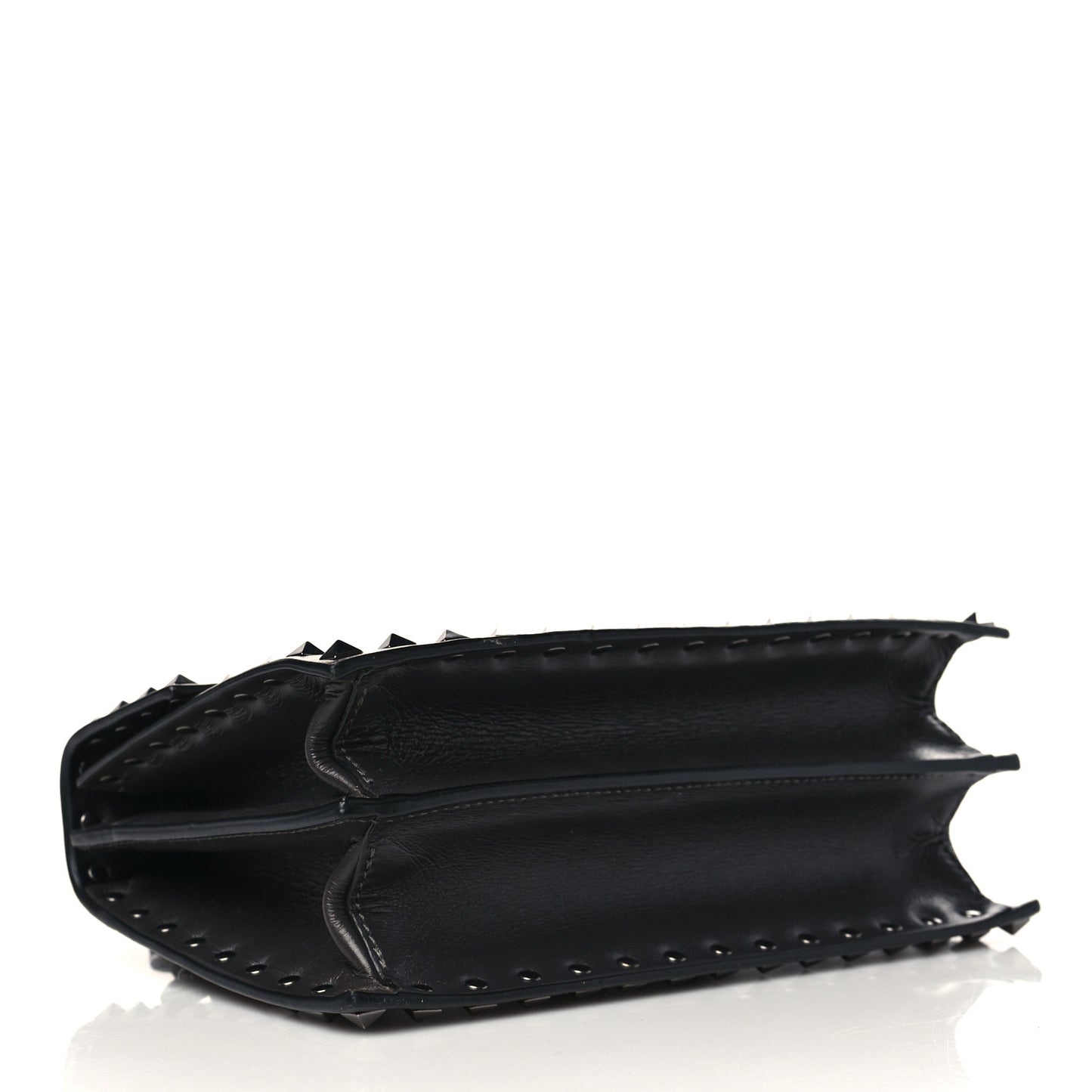 Calfskin Rockstud Flap Top Handle Crossbody Bag Graphite
