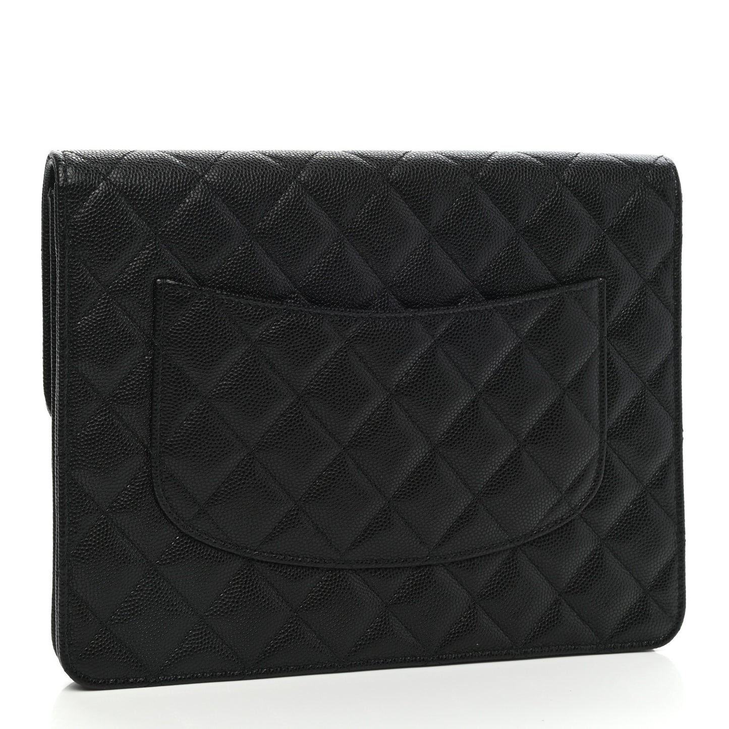 Caviar Quilted Square Flap Clutch Black