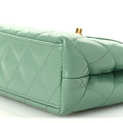 Chanel Shiny Aged Calfskin Quilted Nano Kelly Shopper Light Green 10 of 11
