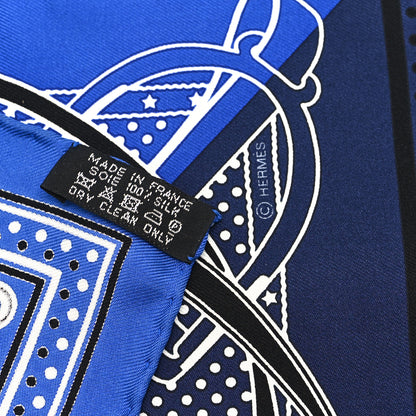Hermes Silk Grand Manege Cut Bandana Scarf 55 Bleu Nuit Bleu 3 of 3