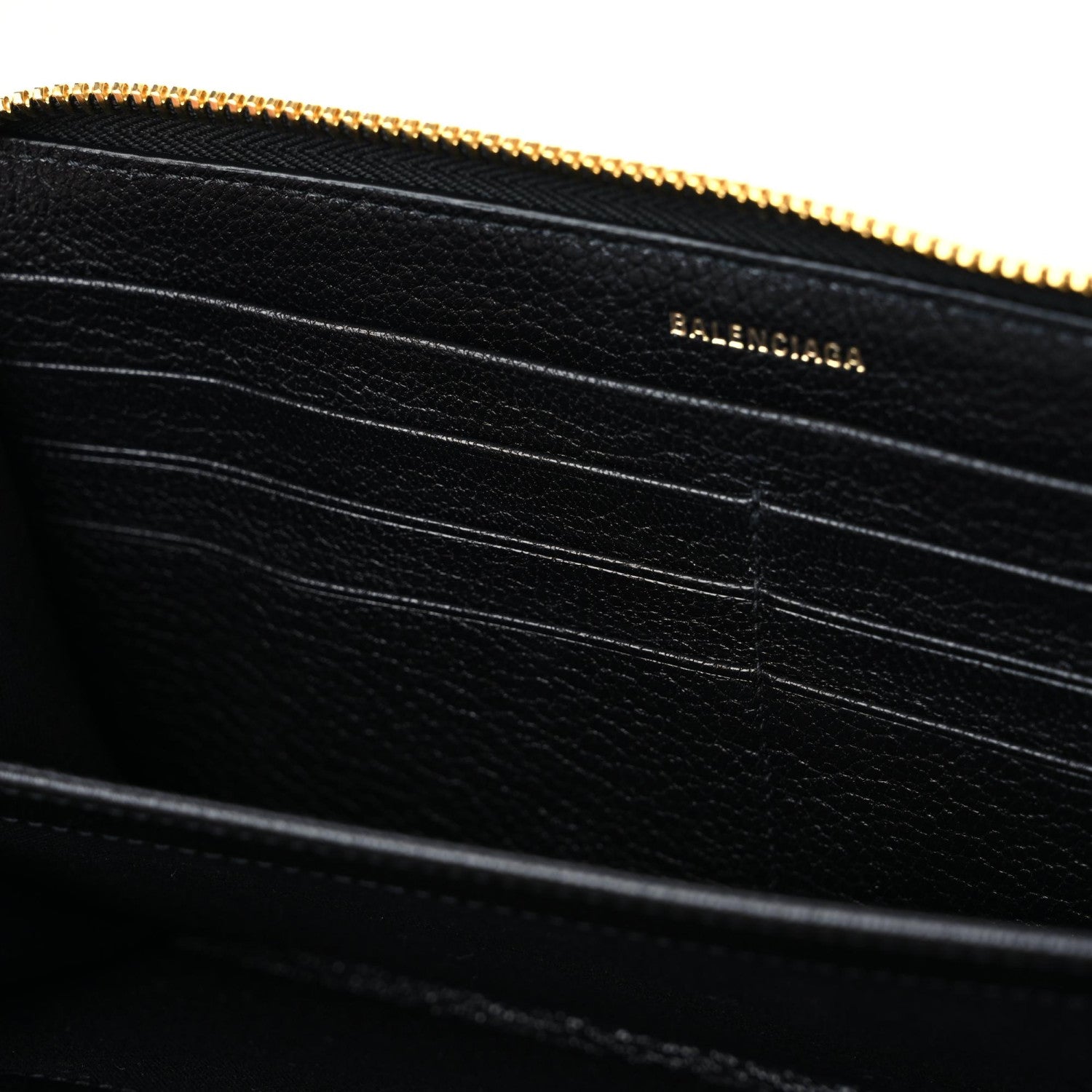 Balenciaga Chevre Gold Metallic Edge Hardware Zip Around Wallet Black 7 of 8