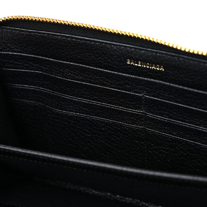 Balenciaga Chevre Gold Metallic Edge Hardware Zip Around Wallet Black 7 of 8
