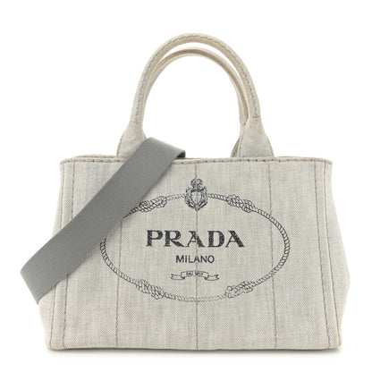 Prada Denim Small Logo Tote Bianco 1 of 12