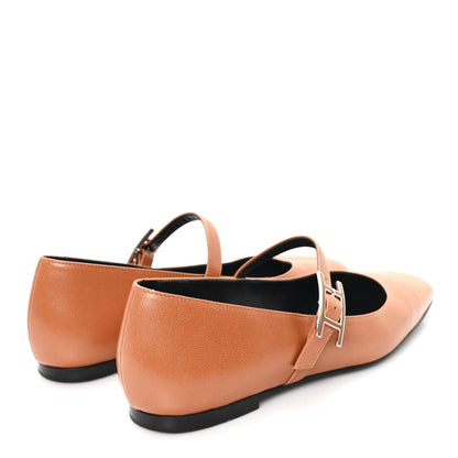 Hermes Goatskin Jane Ballet Flats 37 Marron Alezan 5 of 9