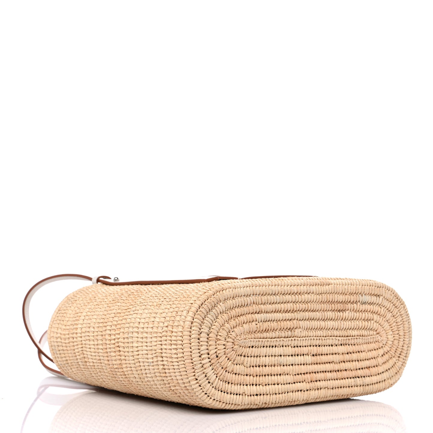 Raffia Square Small Basket Tote Bag Natural White