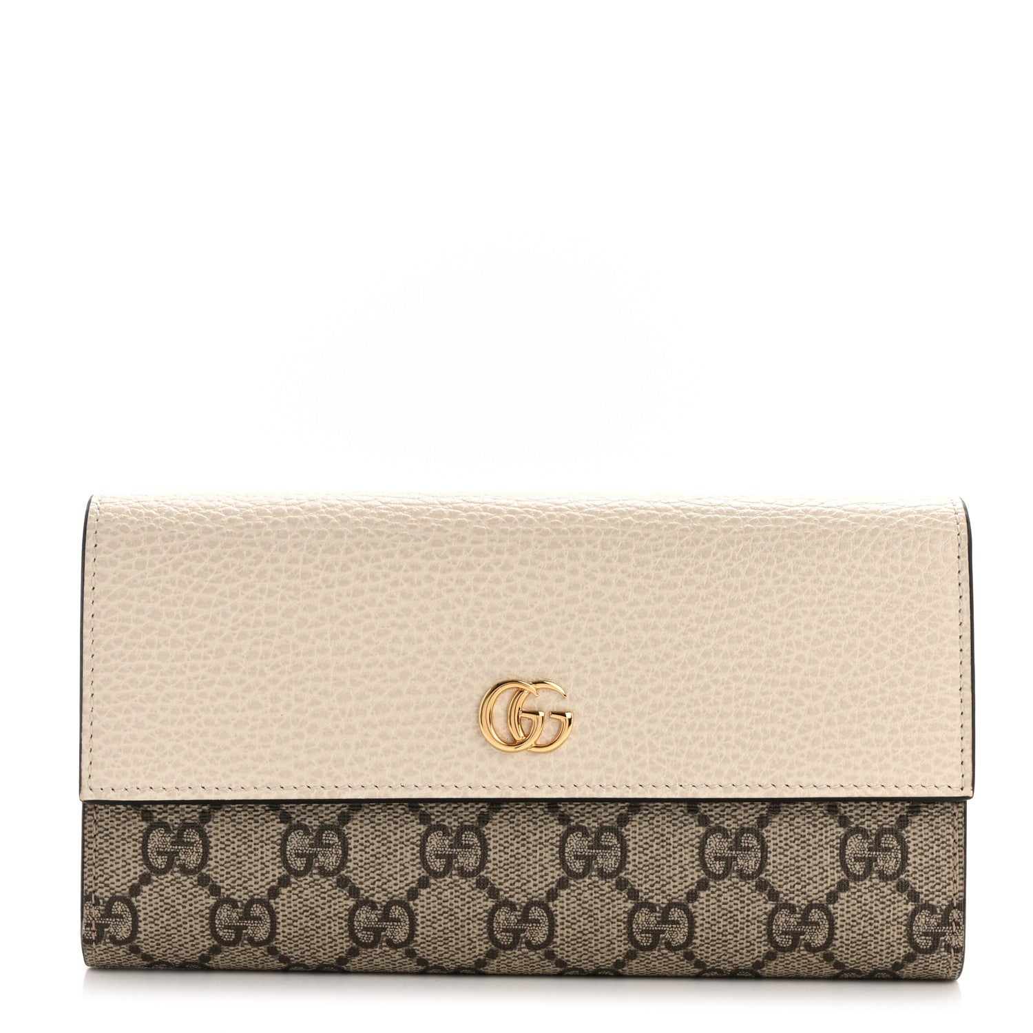 Gucci Dollar Calfskin GG Supreme Monogram GG Marmont Continental Wallet Mystic White Beige Ebony 1 of 9