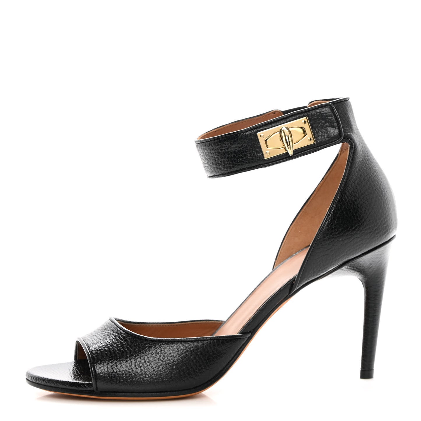 Calfskin Shark Lock Sandals 40 Black