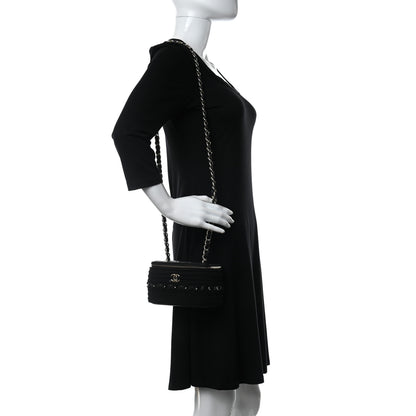 Chanel Lambskin Crochet Quilted Small Vanity Case With Chain Black 2 of 9