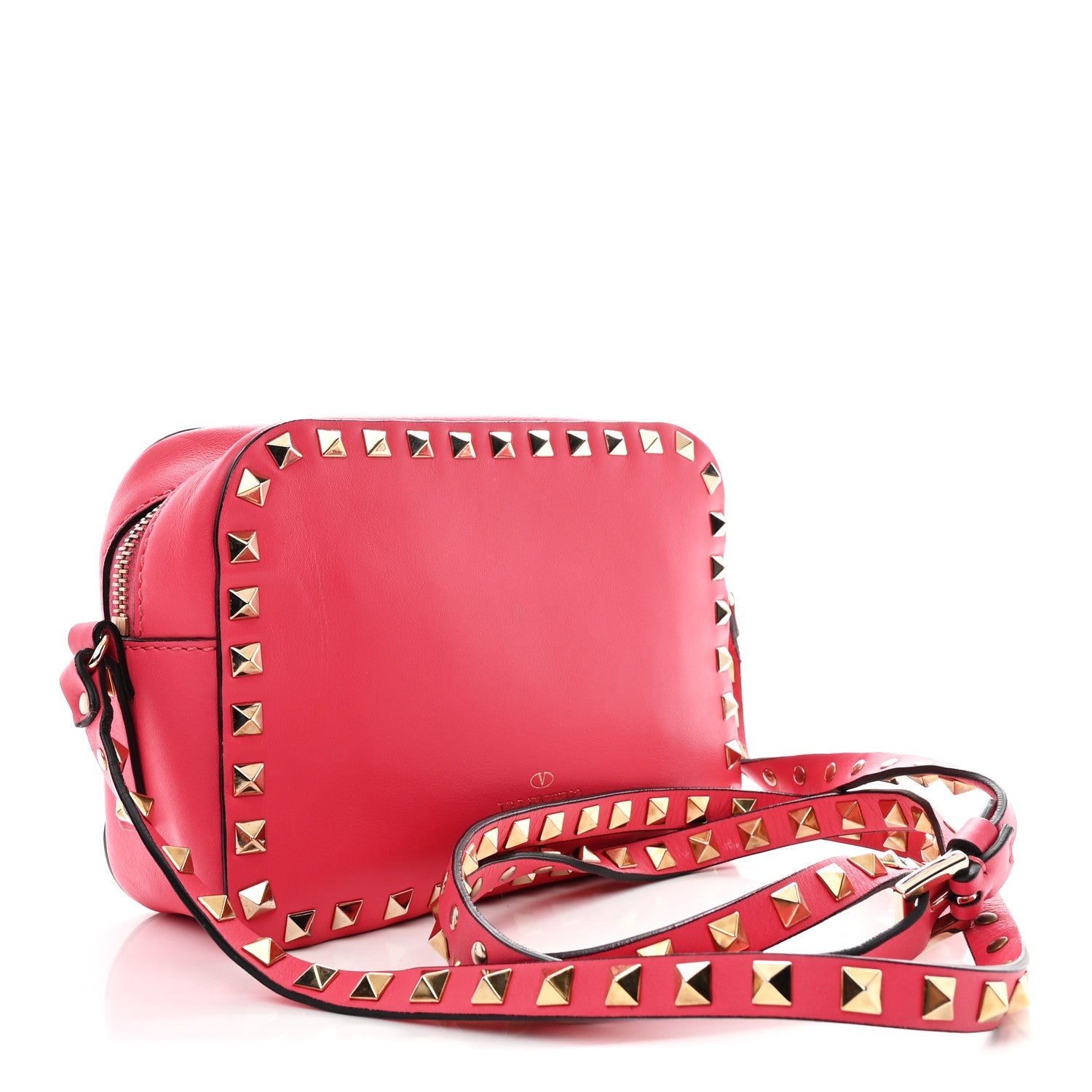 Valentino Garavani Calfskin Rockstud Camera Crossbody Bag Deep Rose 3 of 9