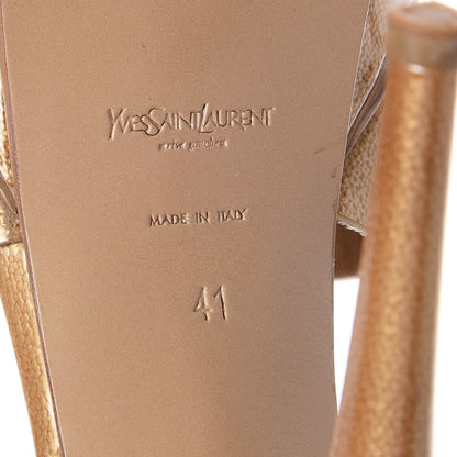 Saint Laurent Pebbled Patent Tribute 105 Platform Sandals 41 Gold 10 of 11