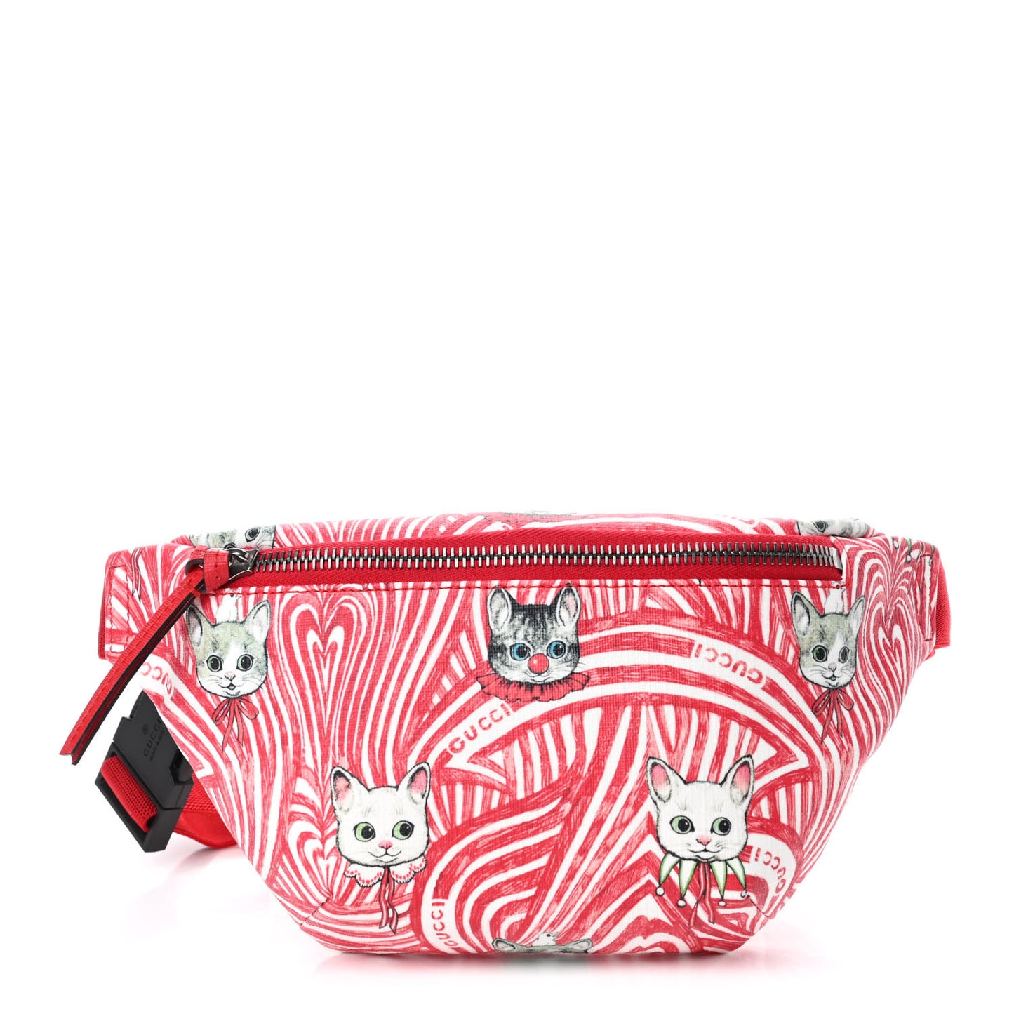X YUKO HIGUCHI Canvas Cat Print Childrens Belt Bag Red White