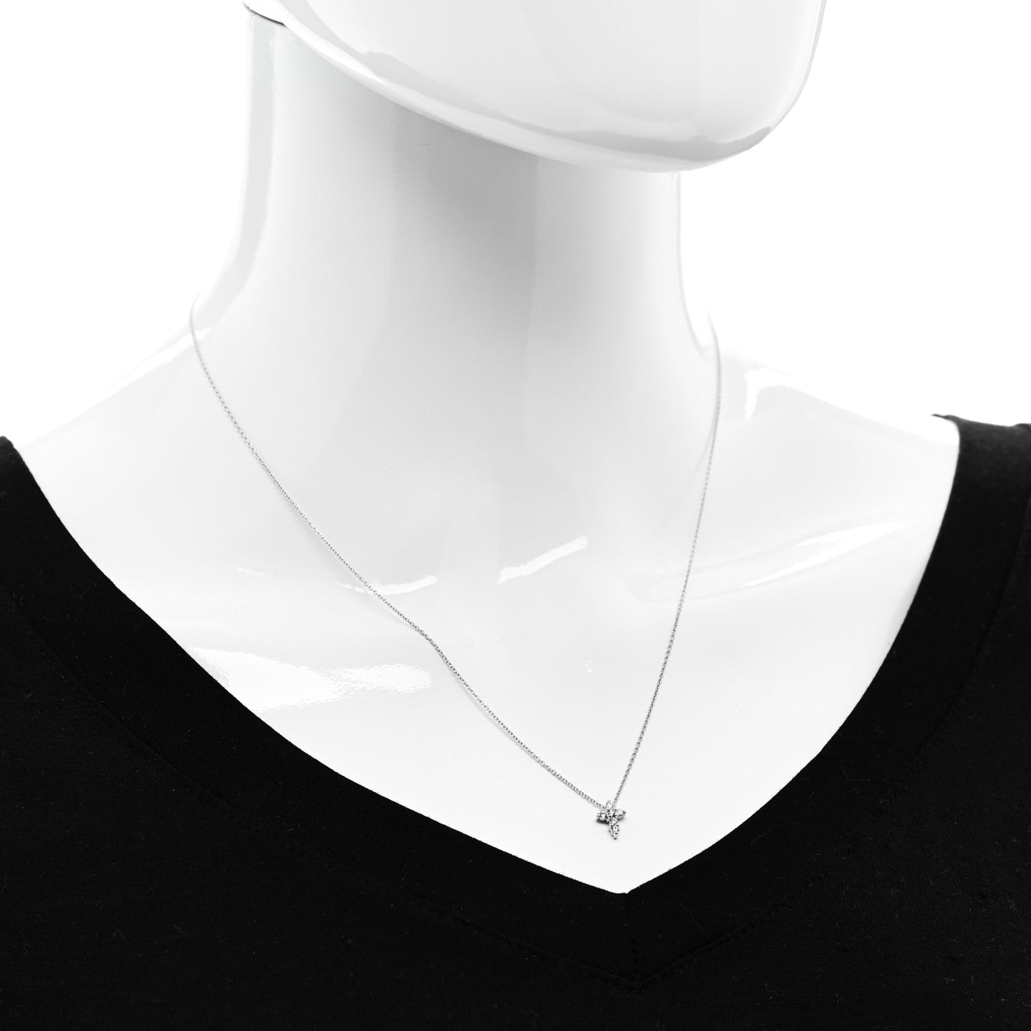 18K White Gold Diamond Tiny Treasures Baby Cross Pendant Necklace