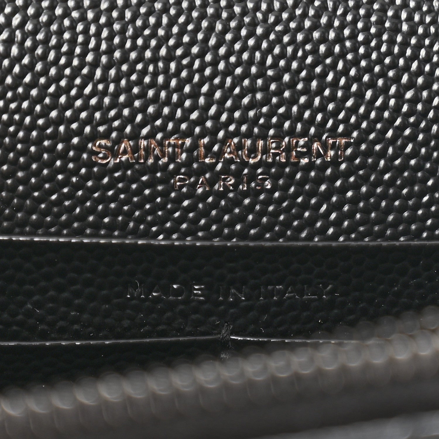 Saint Laurent Grain De Poudre Matelasse Chevron Monogram Monochrome Envelope Chain Wallet Black 6 of 14