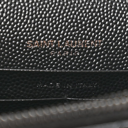 Saint Laurent Grain De Poudre Matelasse Chevron Monogram Monochrome Envelope Chain Wallet Black 6 of 14