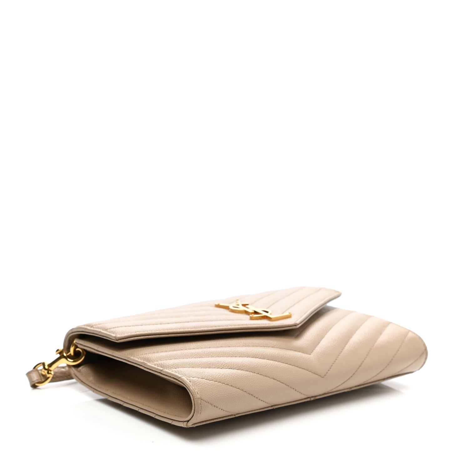Grain De Poudre Matelasse Chevron Monogram Envelope Clutch Dark Beige