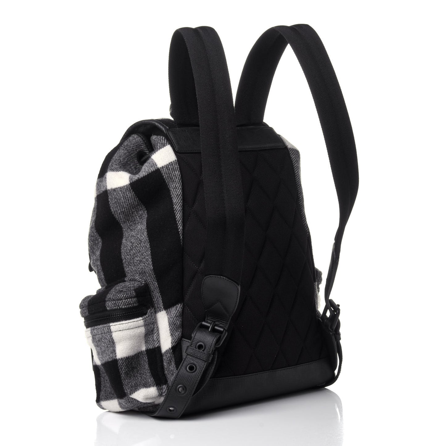 Wool House Check Large Rucksack Backpack Black