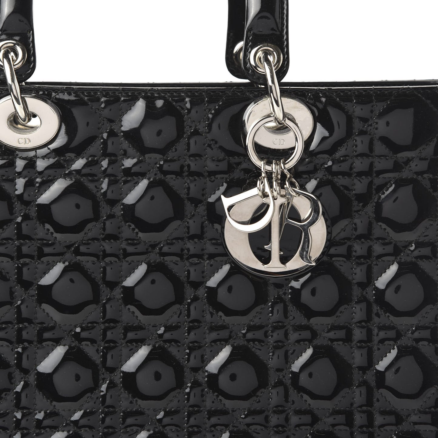 Patent Cannage Large Lady Dior Black