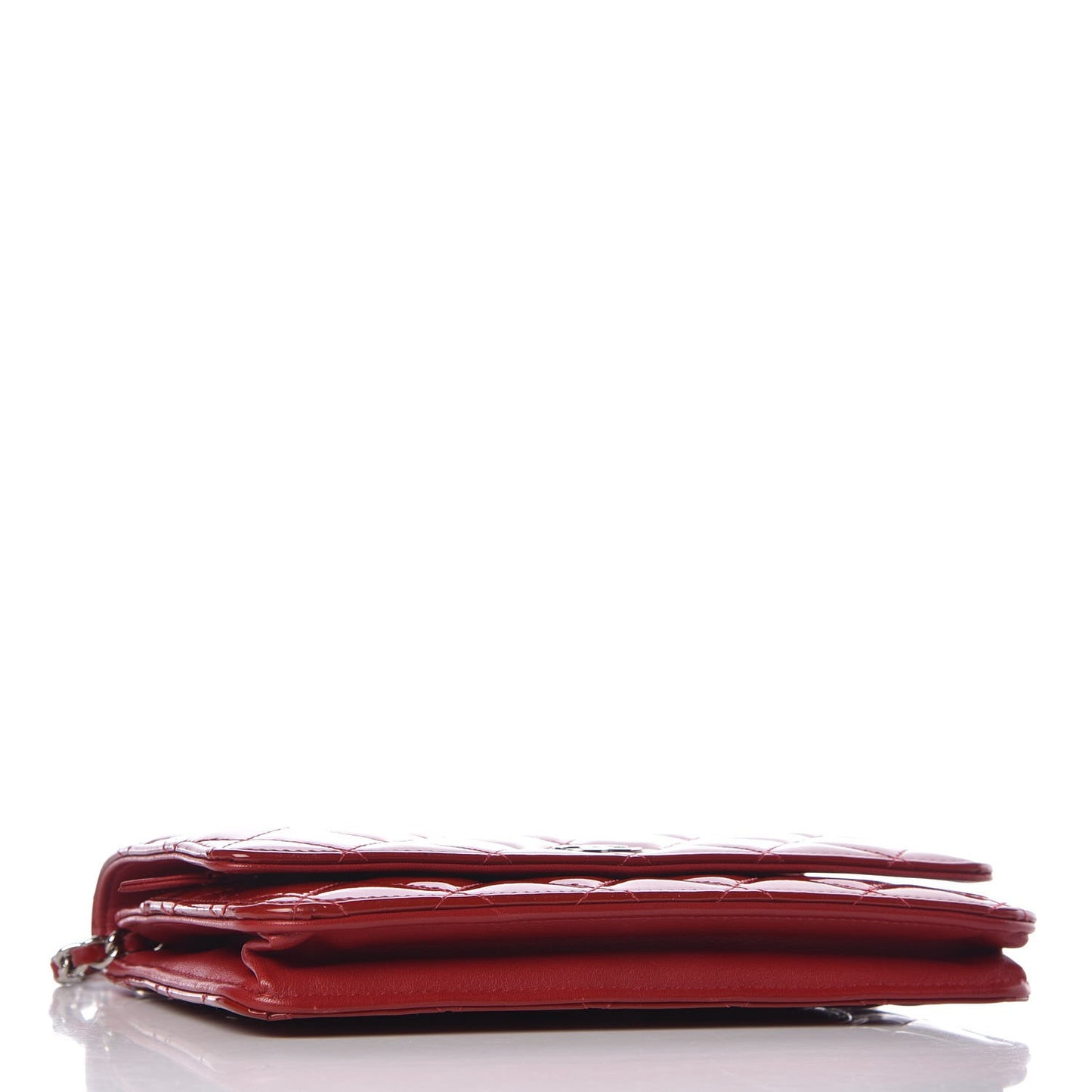 Patent Quilted Wallet On Chain WOC Red