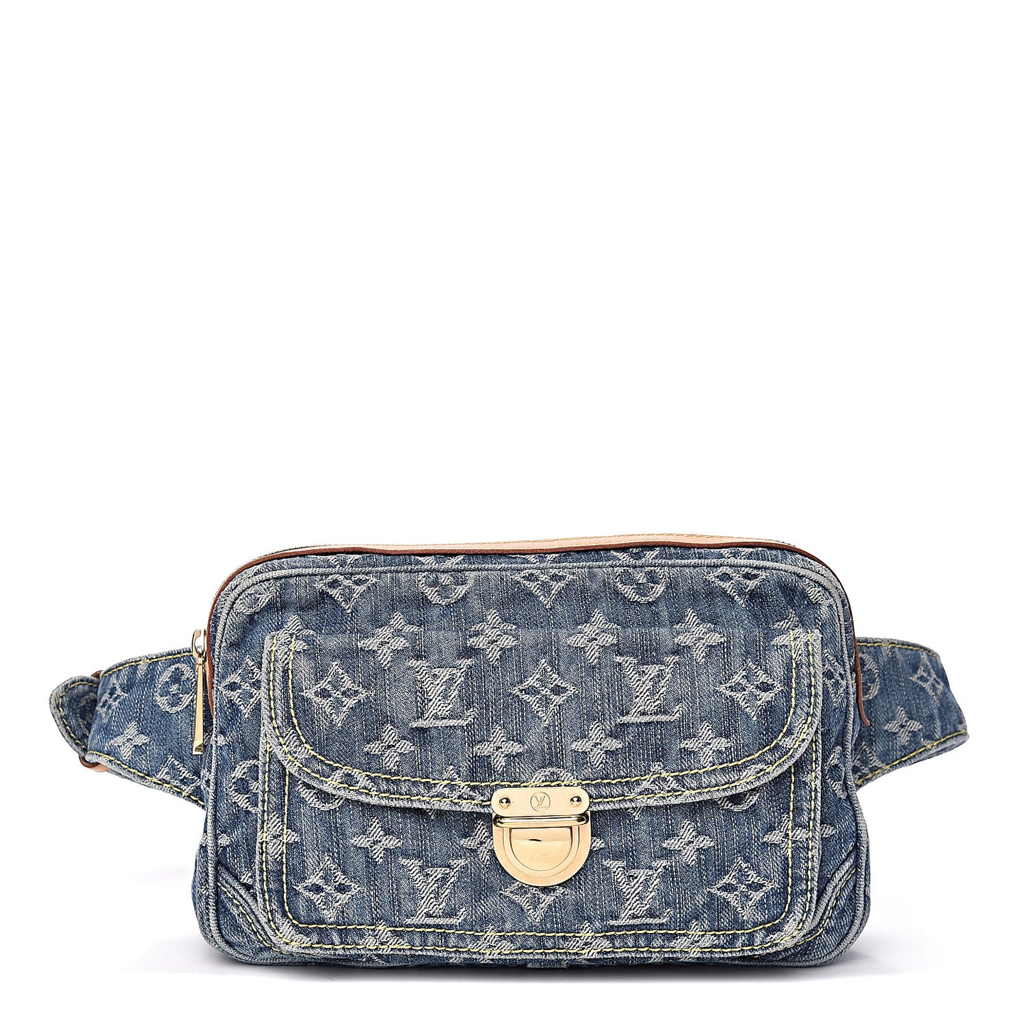 Monogram Denim Bum Bag Blue