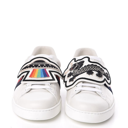 Gucci Calfskin Ayers Web UFO Dragon Embroidered Mens Ace Sneakers 7.5 White 2 of 11
