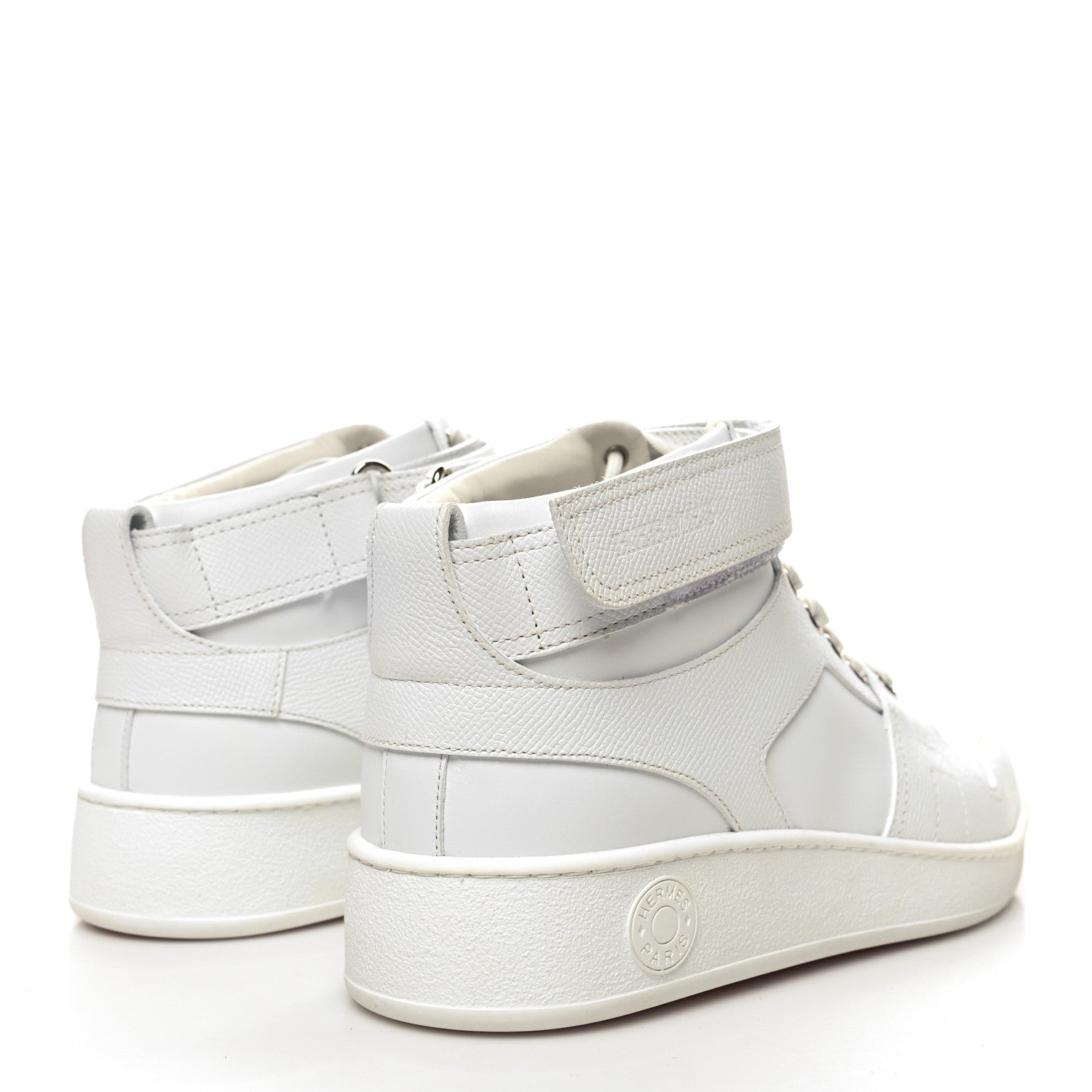 Hermes Calfskin Epsom Mens High Top Freestyle Sneakers 42 White 4 of 8