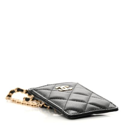 Chanel Caviar Quilted Tiny CC Card Holder On Chain Black 4 of 10