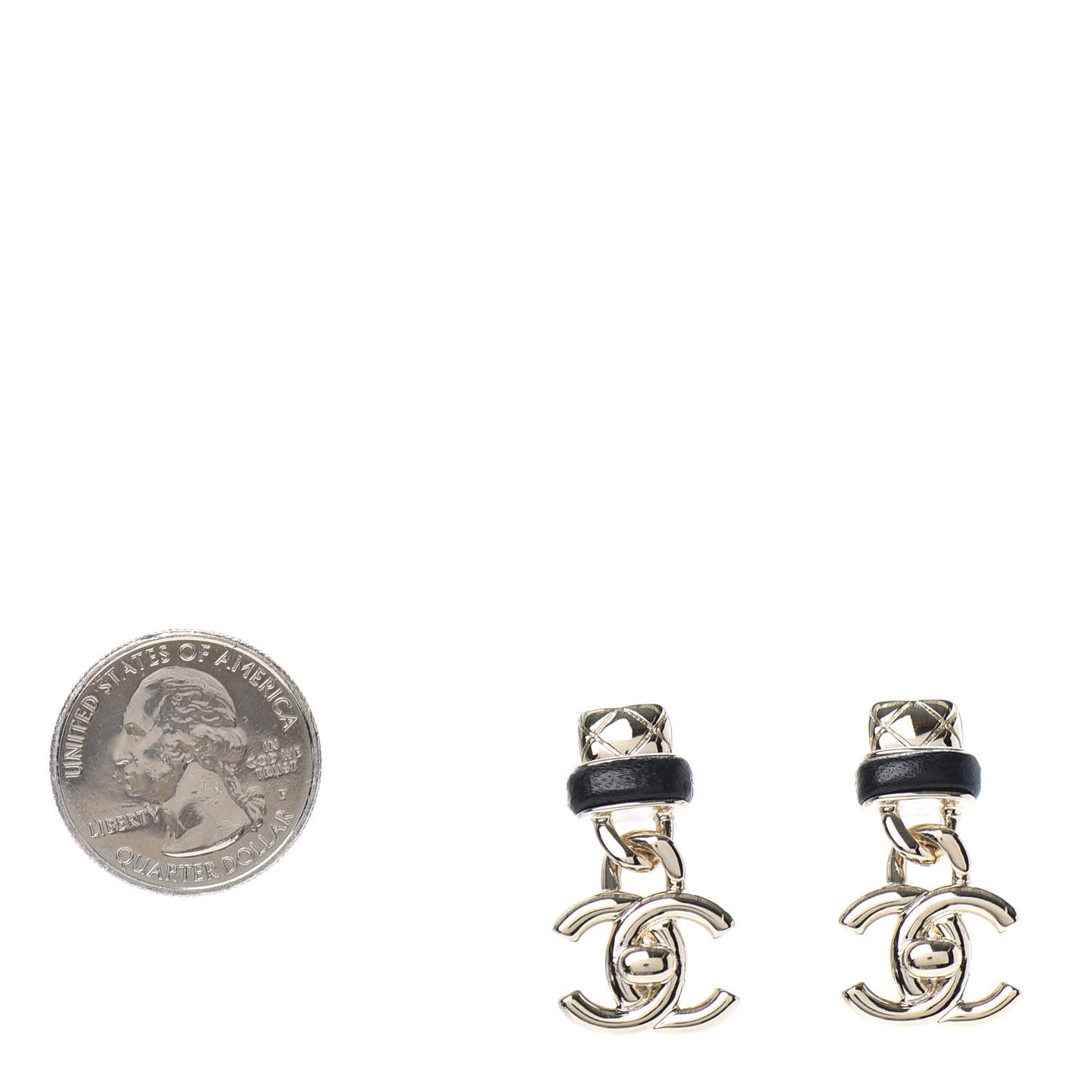 Lambskin CC Turnlock Drop Earrings Gold Black