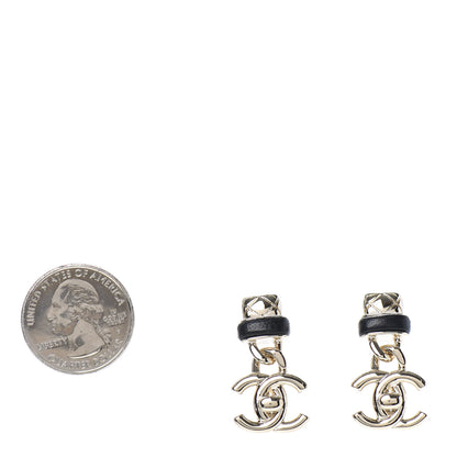 Chanel Lambskin CC Turnlock Drop Earrings Gold Black 2 of 4