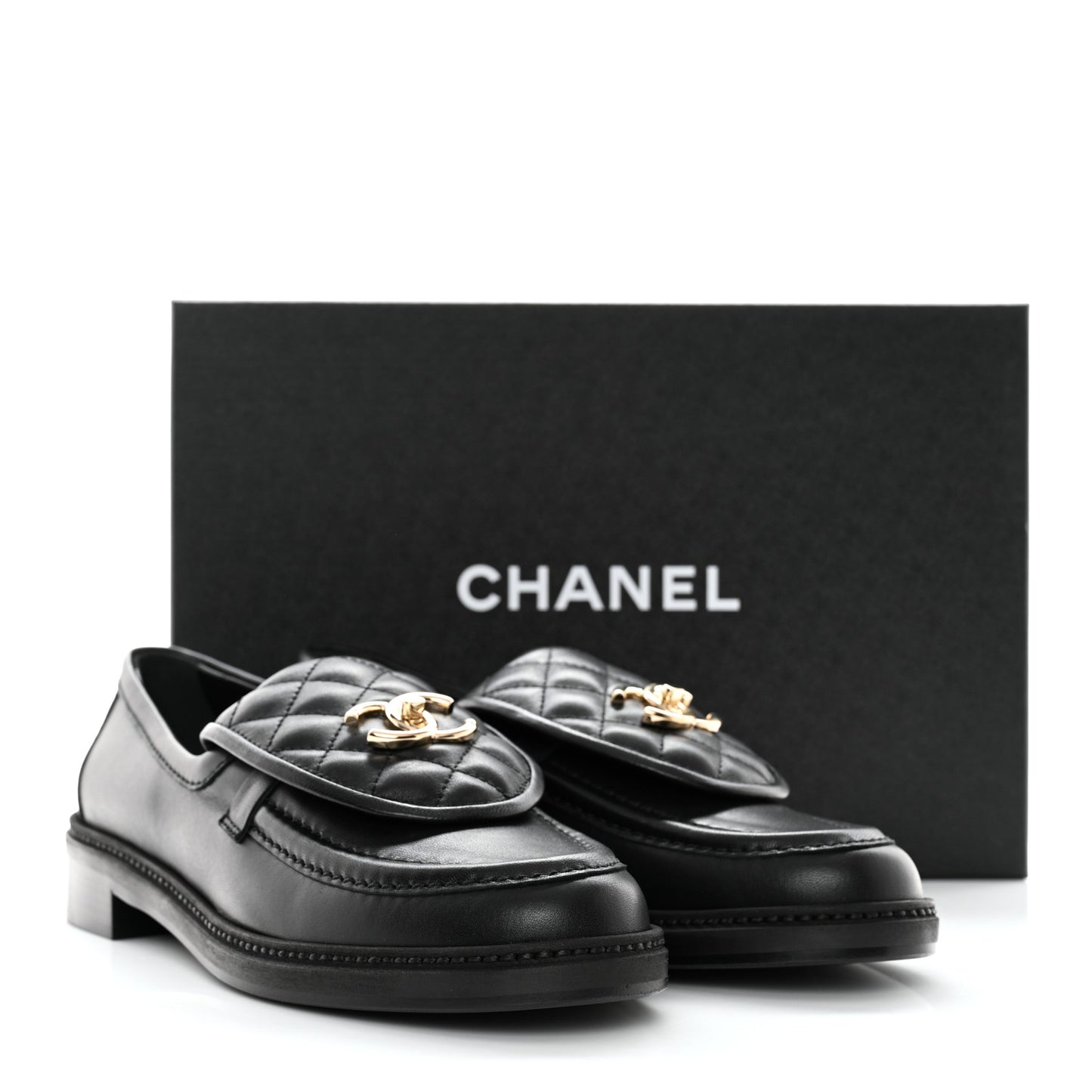 Lambskin Quilted CC Turnlock Loafers 39.5 Black