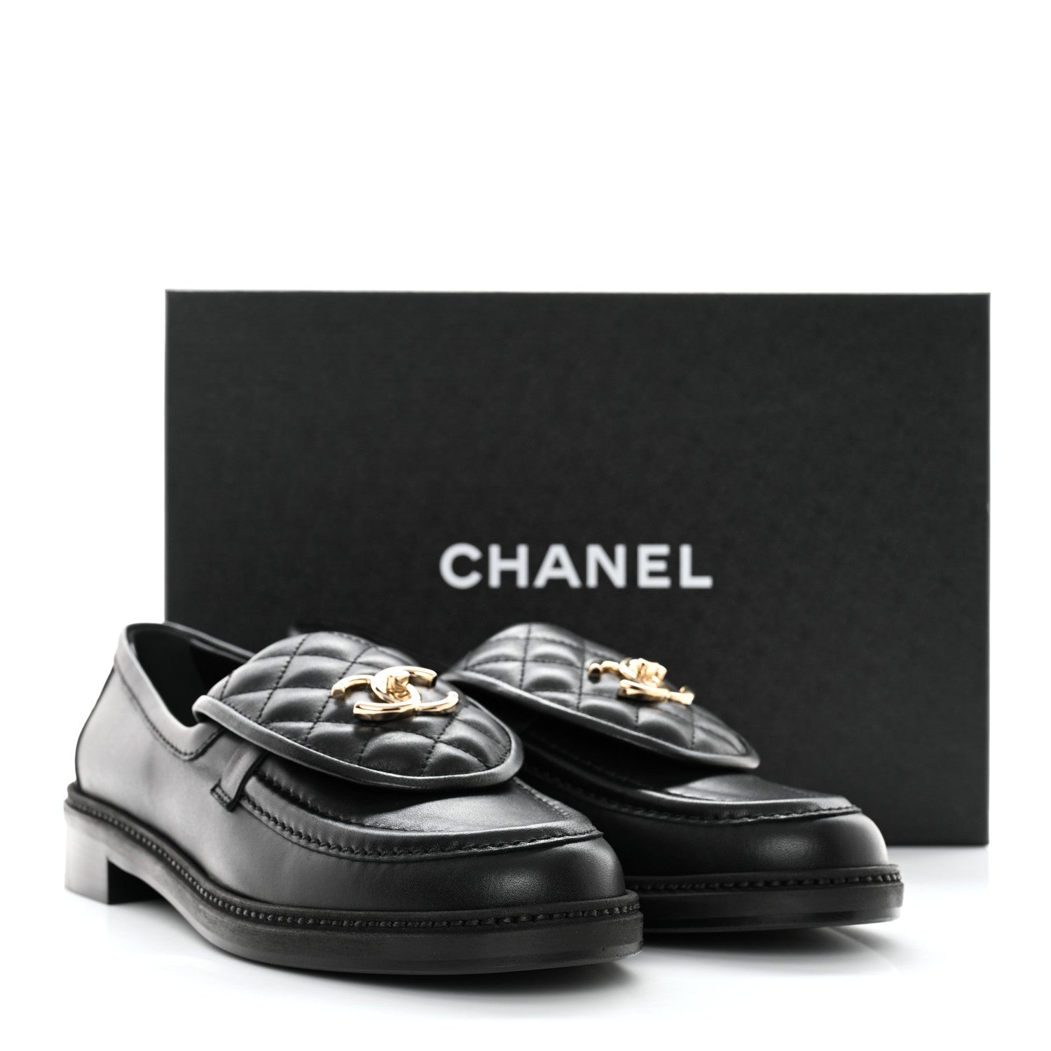 Chanel Lambskin Quilted CC Turnlock Loafers 39.5 Black 9 of 9