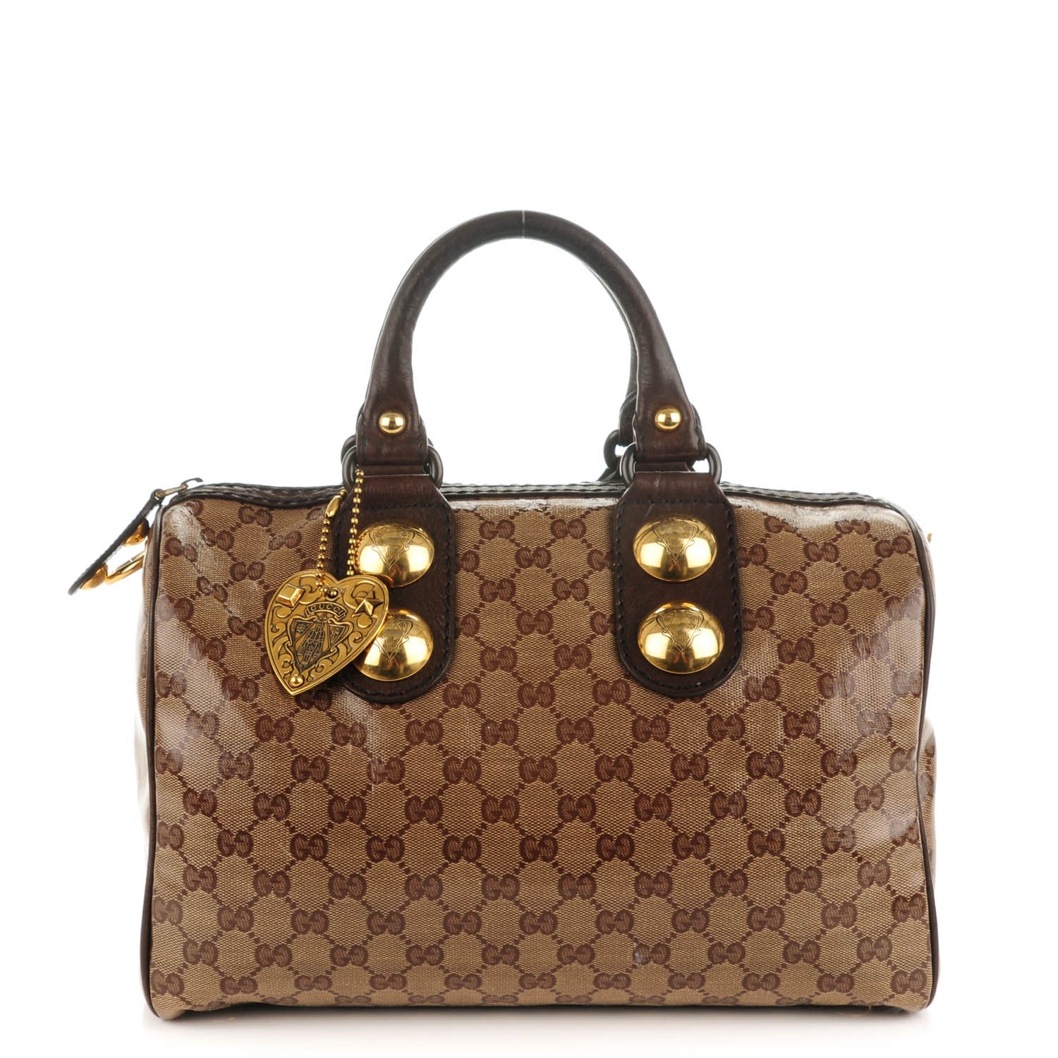 Gucci Crystal Monogram Medium Babouska Boston Dark Brown 1 of 8