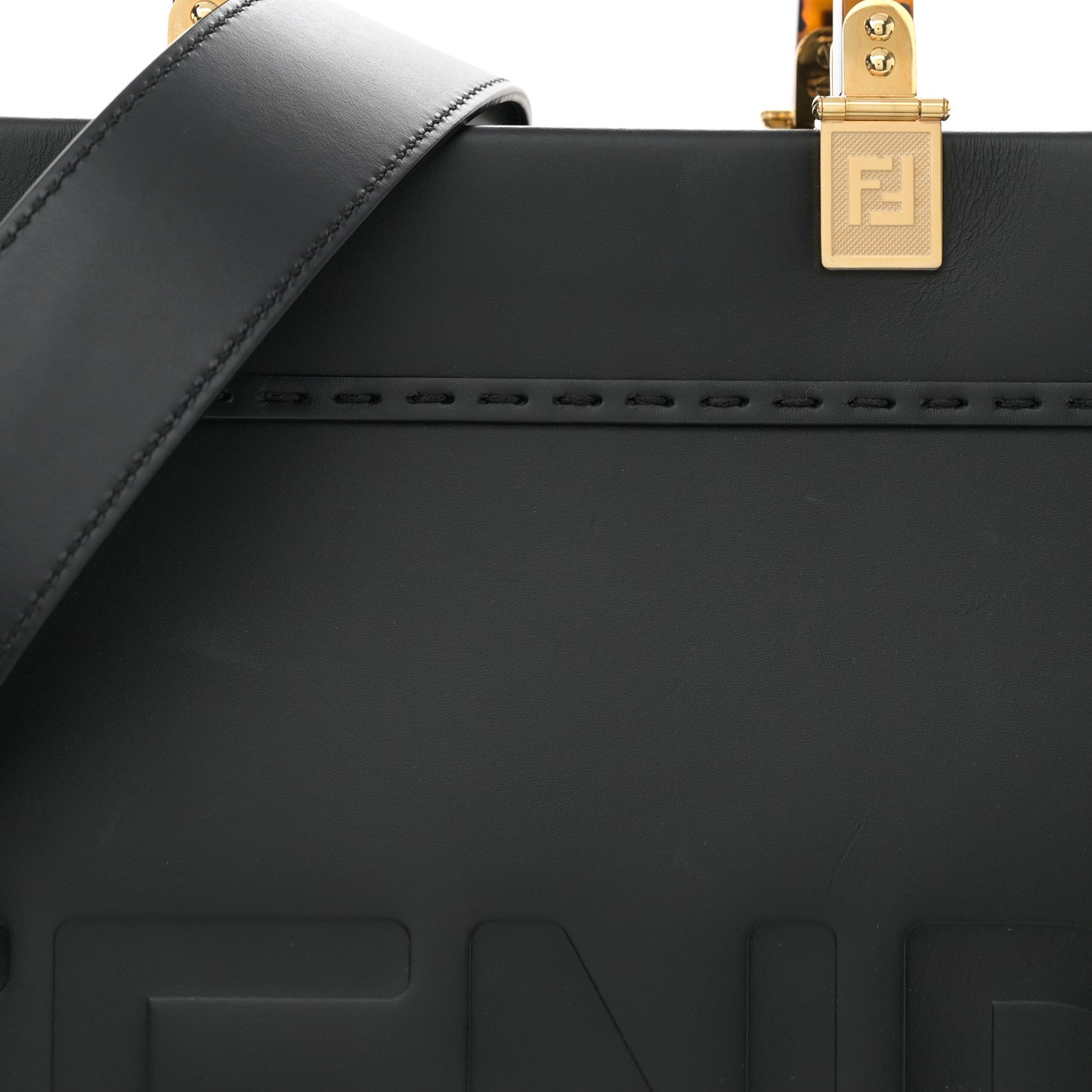 Vitello King Plexiglass Medium Fendi Sunshine Shopper Tote Black