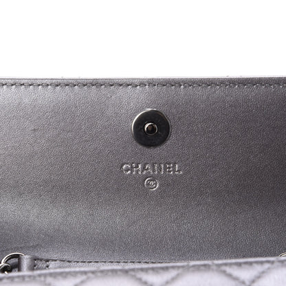 Chanel Lambskin Quilted Pearl My Shoulder Mini French Wallet On Chain WOC Silver 8 of 12
