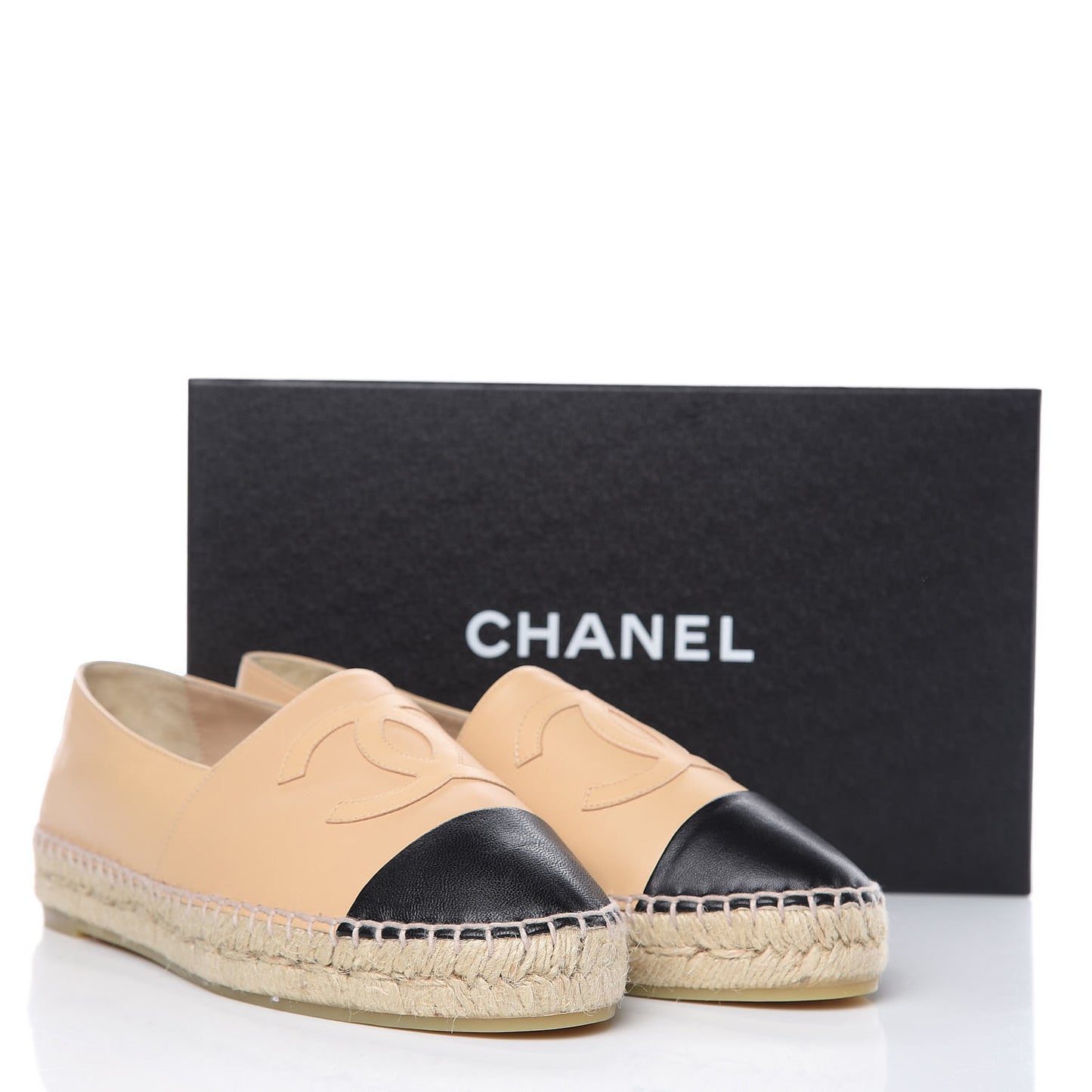 Lambskin CC Espadrilles 38 Beige Black