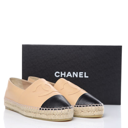 Chanel Lambskin CC Espadrilles 38 Beige Black 10 of 10