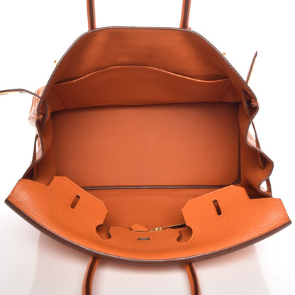 Hermes Taurillon Clemence Birkin 35 Orange 8 of 30