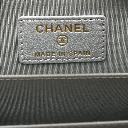 Chanel Metallic Lambskin Quilted 19 Zip Around Coin Purse Wallet Silver 6 of 10
