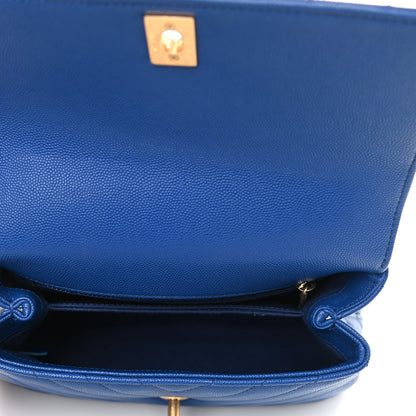 Chanel Caviar Chevron Quilted Mini Coco Handle Flap Blue 5 of 8