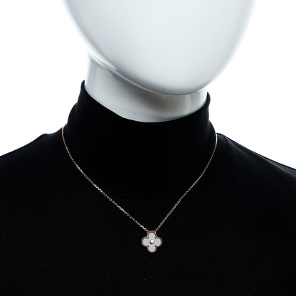 Van Cleef & Arpels 18K Rose Gold Diamond Silver Obsidian Vintage Alhambra Pendant Necklace 2 of 5