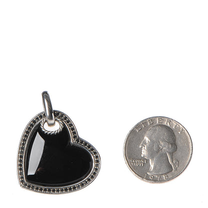 David Yurman Sterling Silver Black Onyx Diamond Heart Cable Pendant 2 of 4