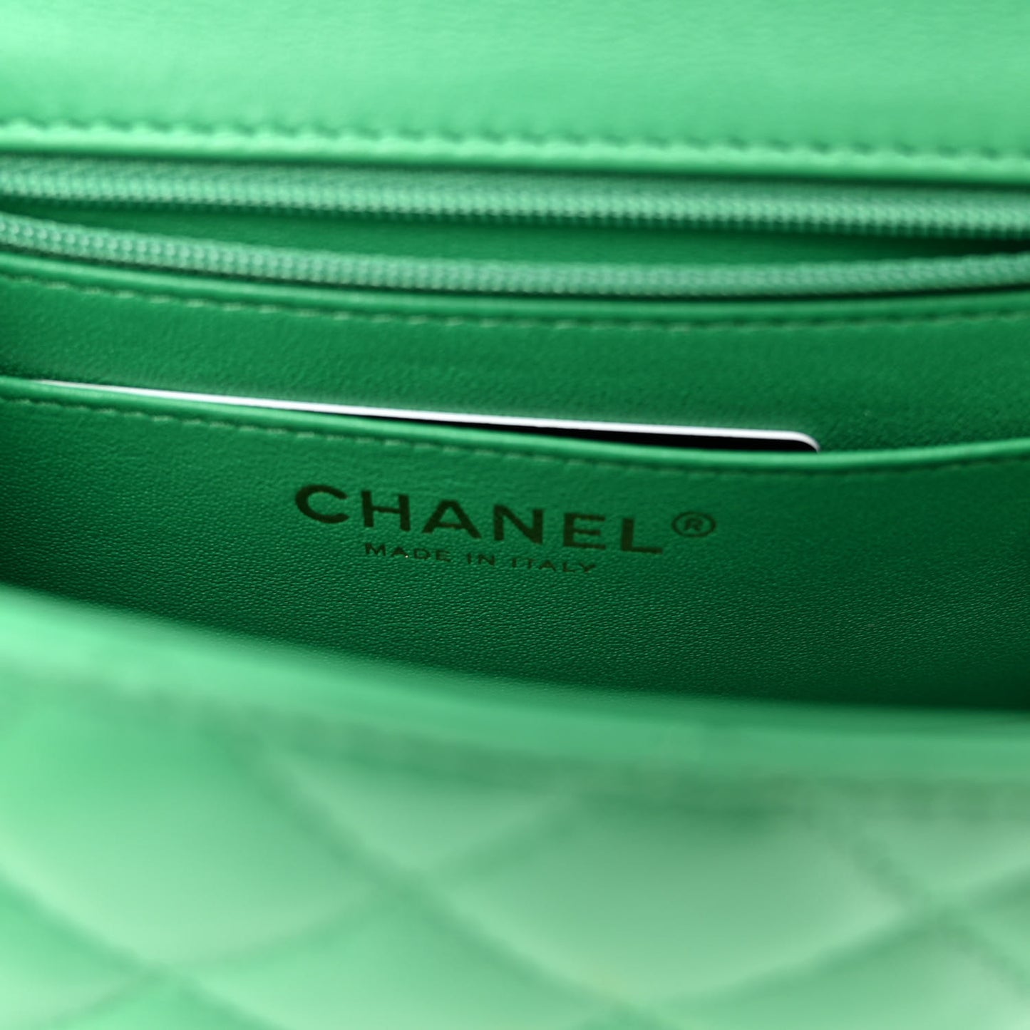 Lambskin Quilted Mini Square Flap Green