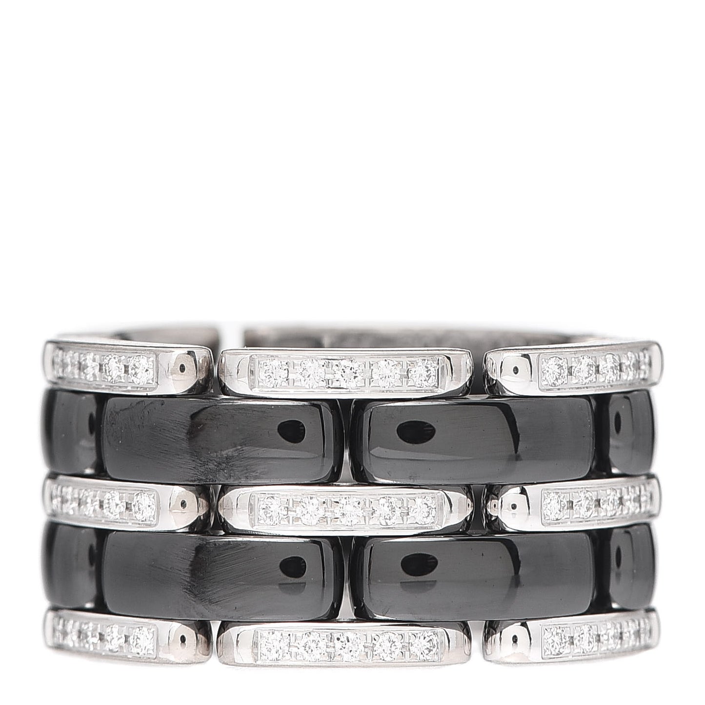 18K White Gold Ceramic Diamond Large Ultra Ring Black 52 6