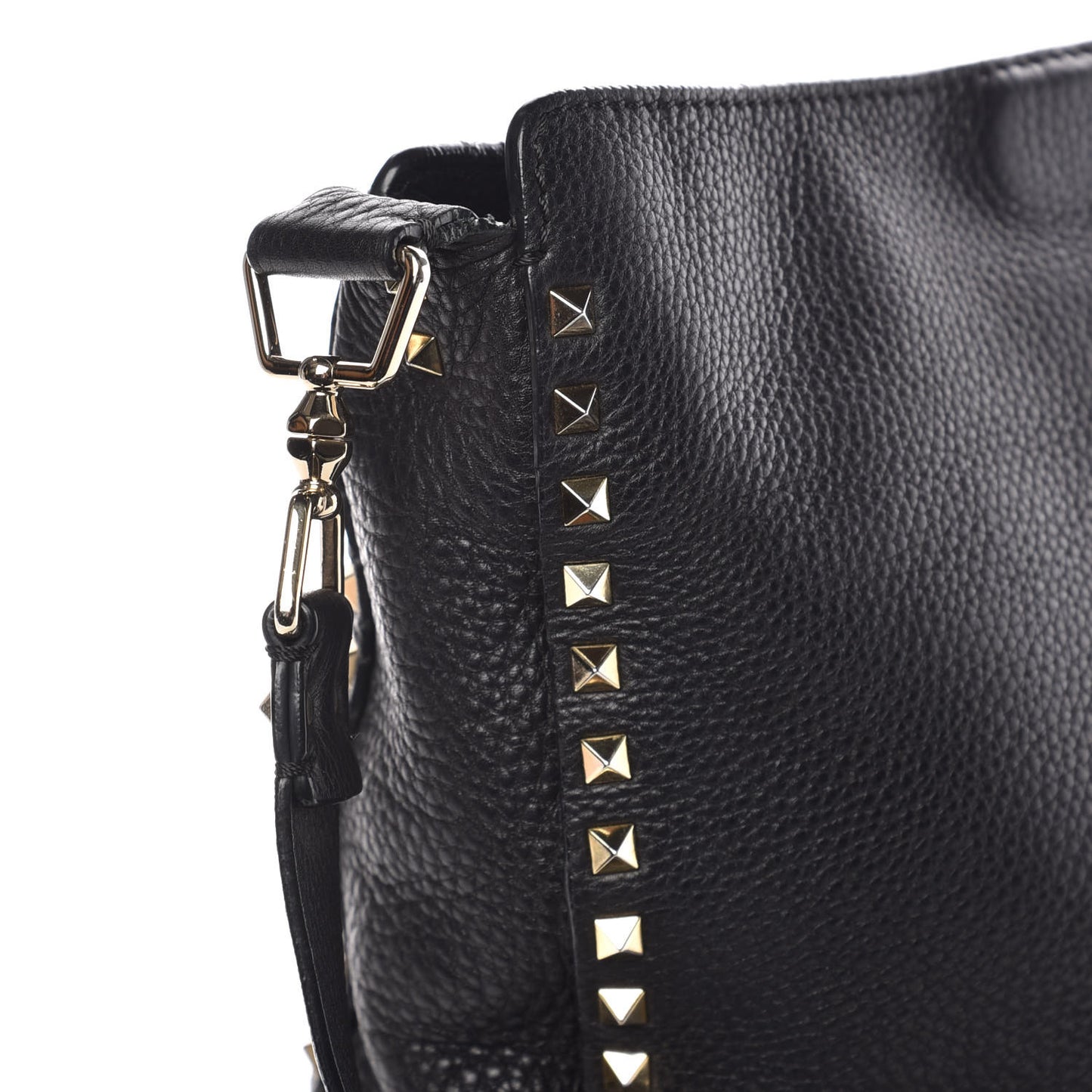 Pebbled Calfskin Large Rockstud Flip-Lock Messenger Bag Black